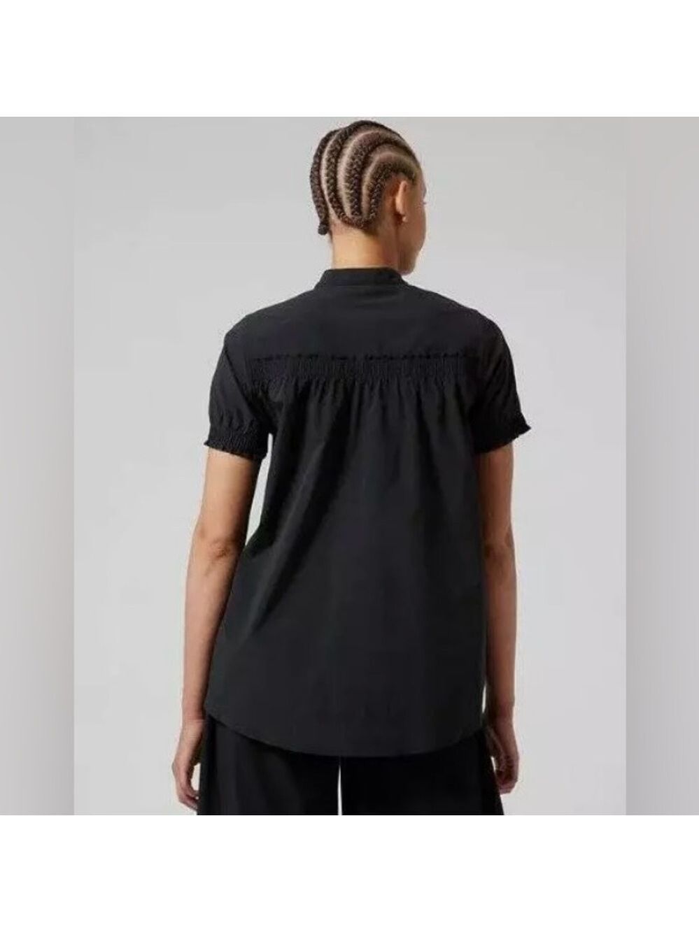 ATHLETA Black Poplin Travel Shirt - Picture 2 of 7